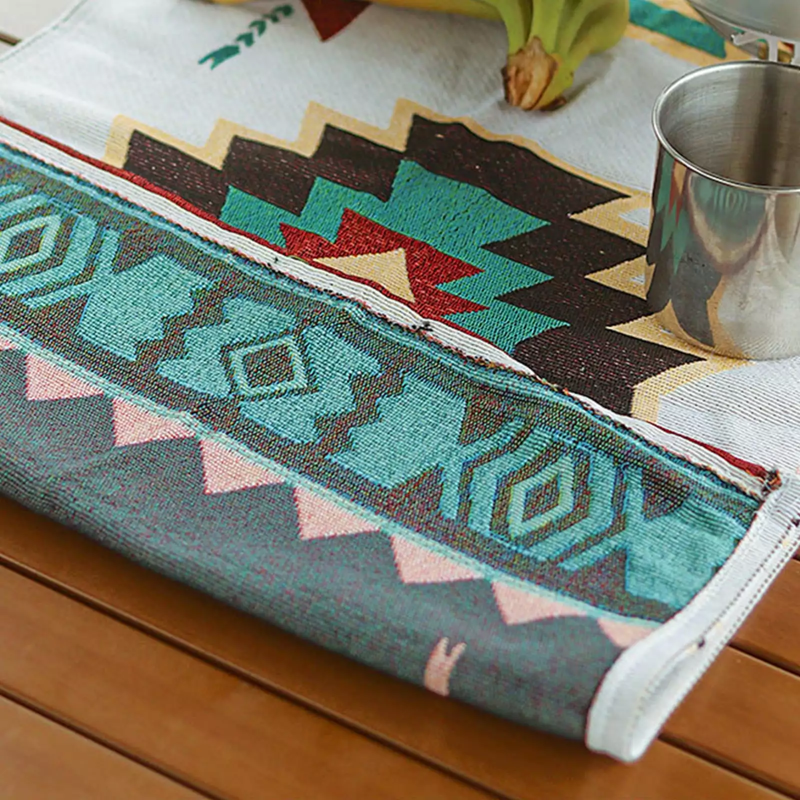 Kokovifyves Outdoor Camping Tablecloth Rectangular Cotton and Linen Picnic Mat High-end Fabric 13545cm