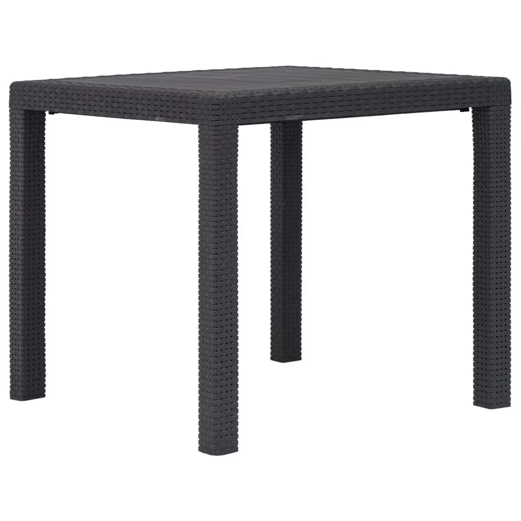 Brown Plastic Rattan Look Patio Table 31.1x31.1x28.3 Inches Weather Resistant