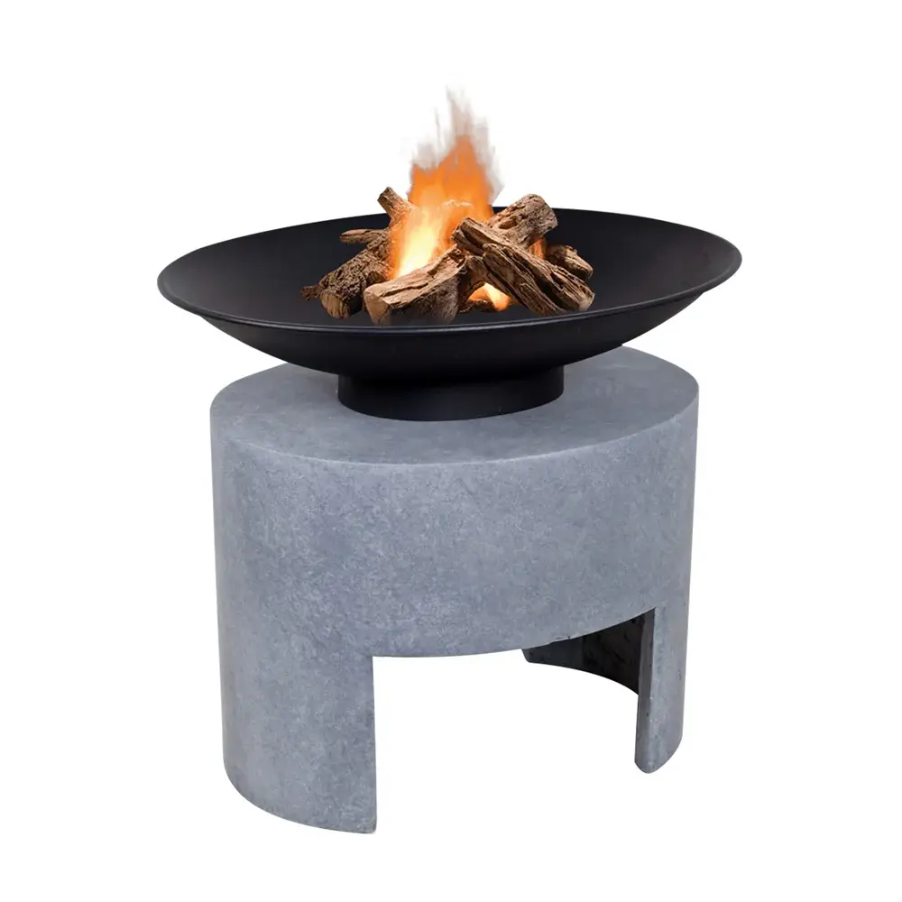 Copper Bowl Fire Fire Pit & Oval Console - Cement