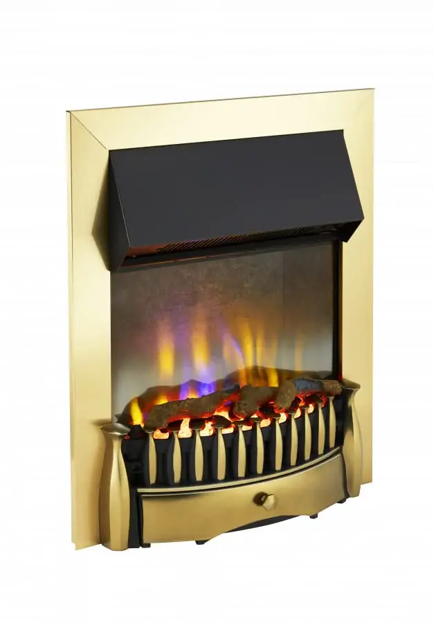 DIMPLEX Braemar BMR20BR SMOOTH Brass Optiflame 3D Electric Inset Fire 2KW REMOTE CONTROL