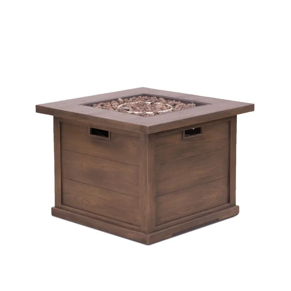 Outdoor Patio Square Gas Burning Mgo Fire Pit, Tank Inside, 40000 Btu Compatible Propane Tank