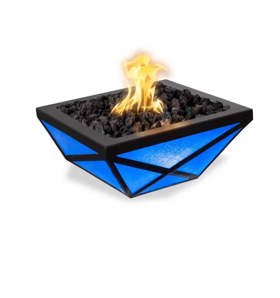 Outdoor Plus - Gladiator LED All-metal Powder Coat Finish Square Fire Pit Bowl OPT-GLDPCLED