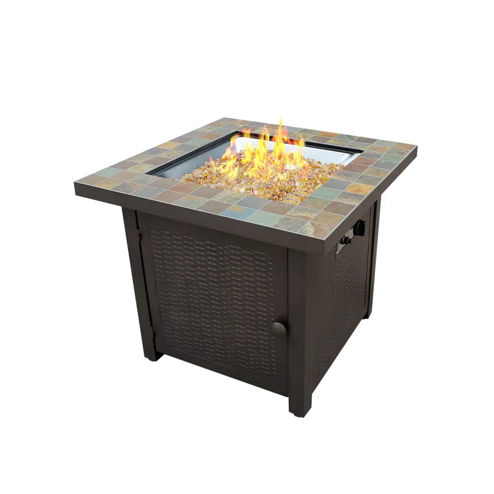 AZ Patio Heaters Square Slate Fire Pit Copper-brown