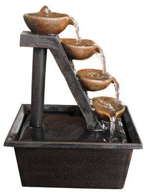 Alpine WCT324 Tiered Step Tabletop Fountain 8 Inch - Indoor Water Feature