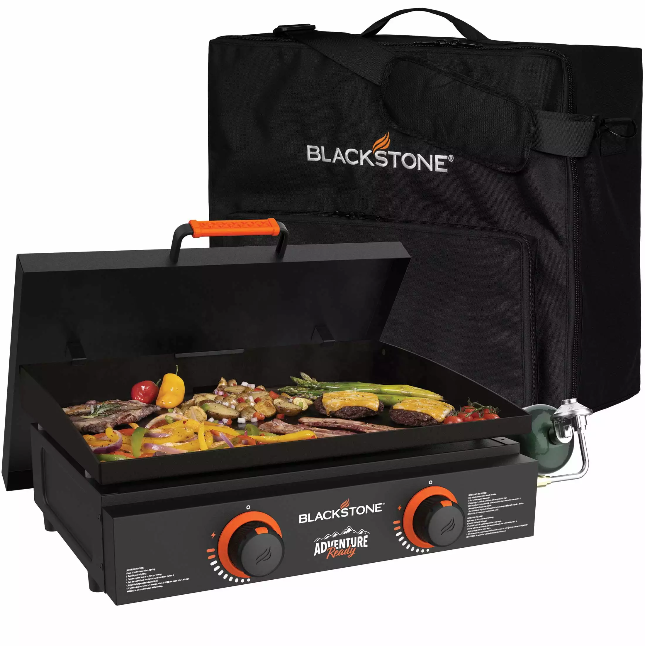 Blackstone 2-Burner 22 Adventure Ready Tabletop Griddle Hard Cover and Carry Bag 17