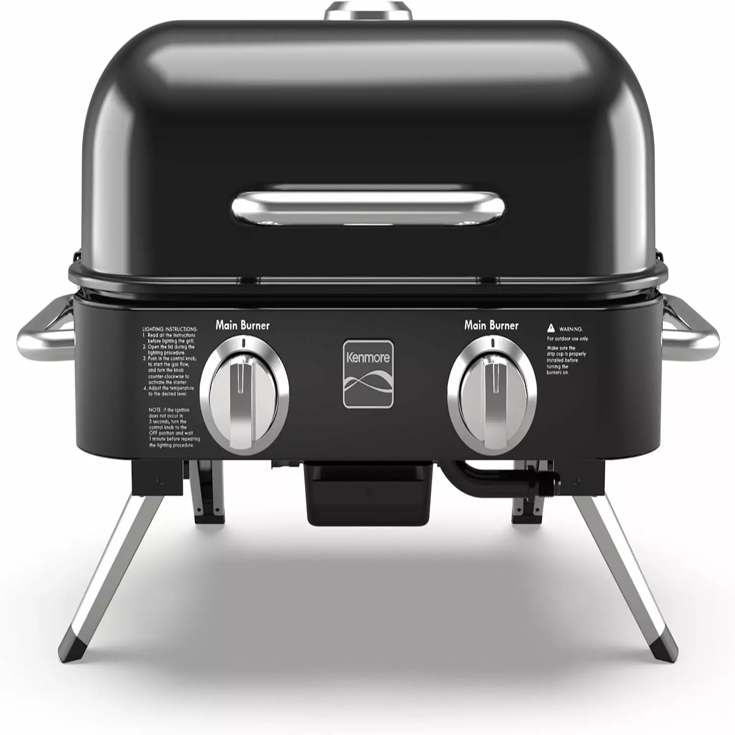 2-Burner Travel-friendly Tabletop Retro Gas Grill Camping Picnic Backyard