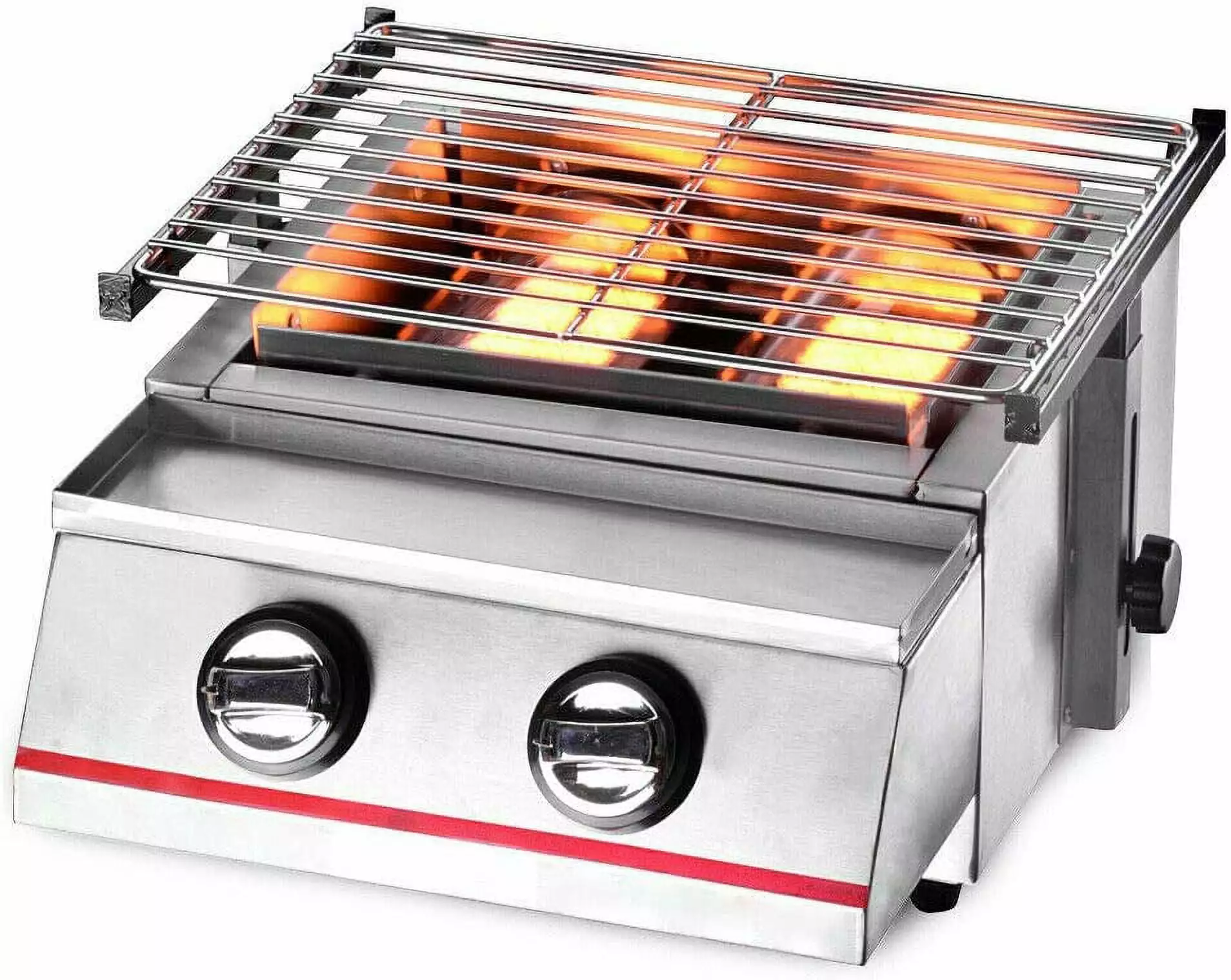 FETCOI 2-Burner Gas Grill Outdoor Tabletop Stainless Steel BBQ Camping 2