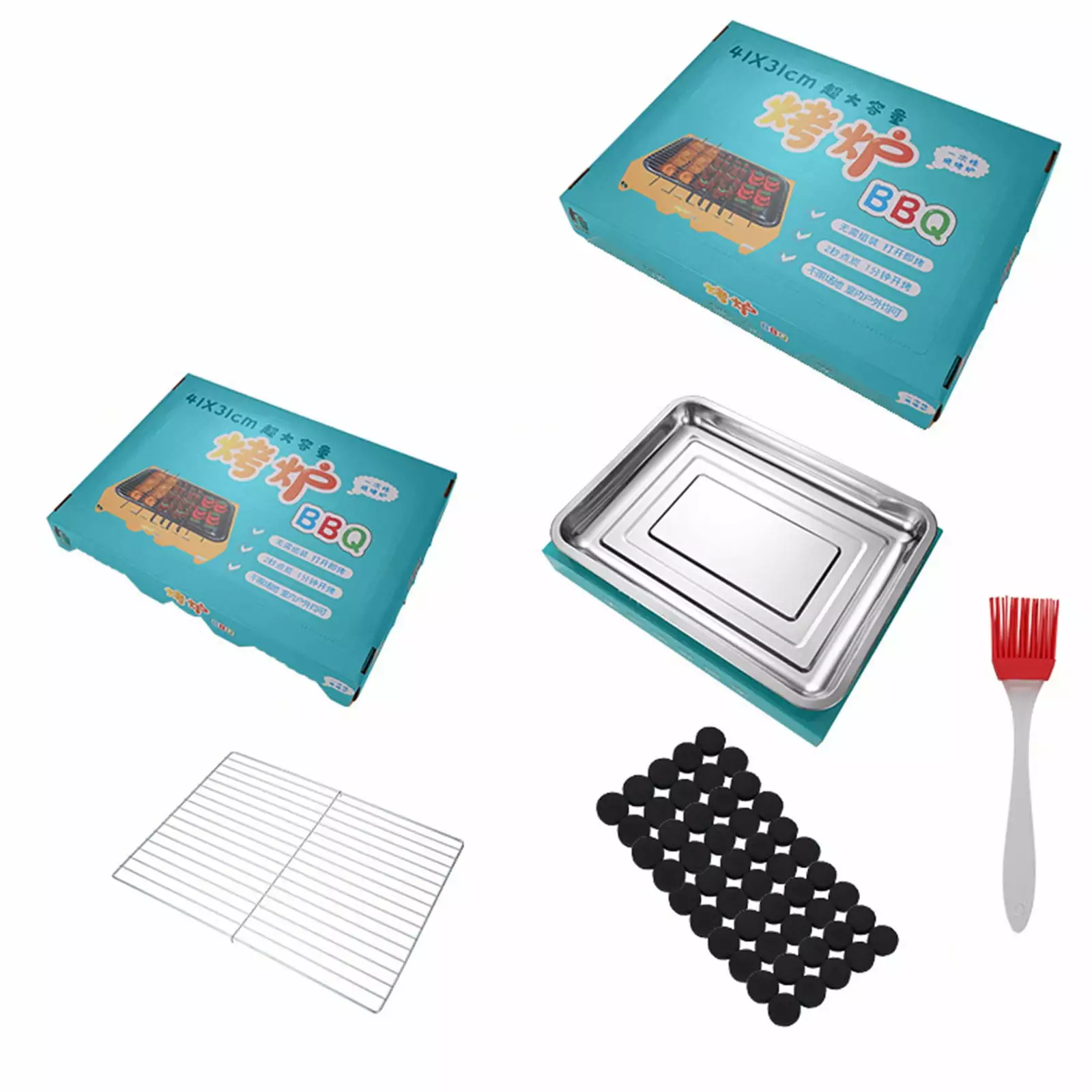 FFUKOV Portable Tabletop BBQ Grill Stainless Steel Outdoor Cooking Stove Camping Picnics Beach