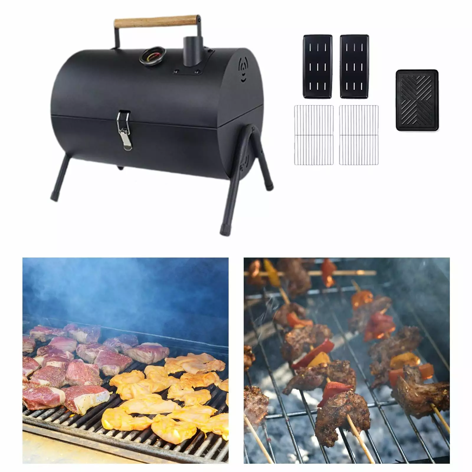 kesoto Barbecue Grill Grill Grill Holder Rack Quick Heating BBQ Grill Tabletop Grill Beach Party Camping Patio Backyard Black