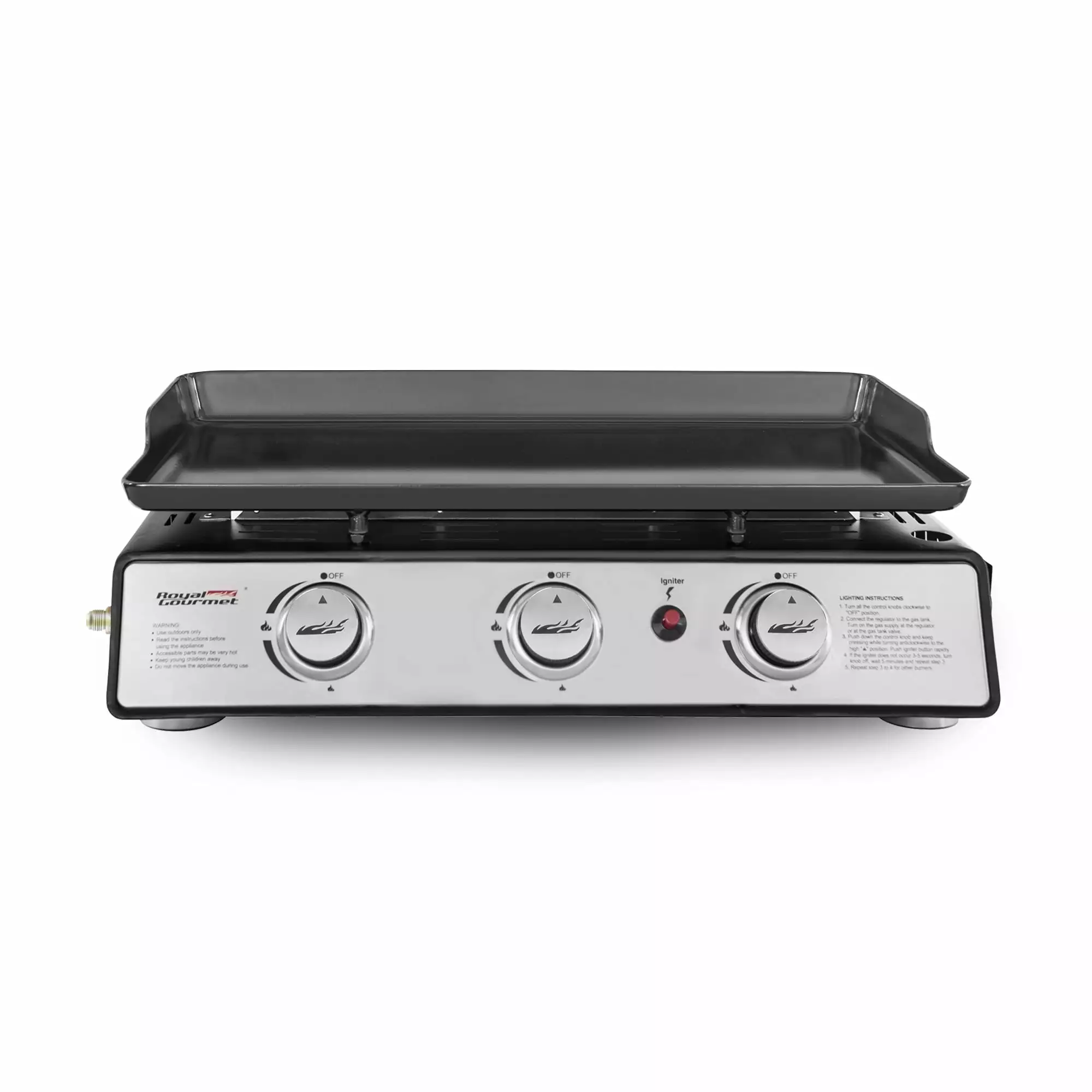 Royal Gourmet PD1301S Tabletop 3-Burner Gas Grill - 25,500 BTU Griddle