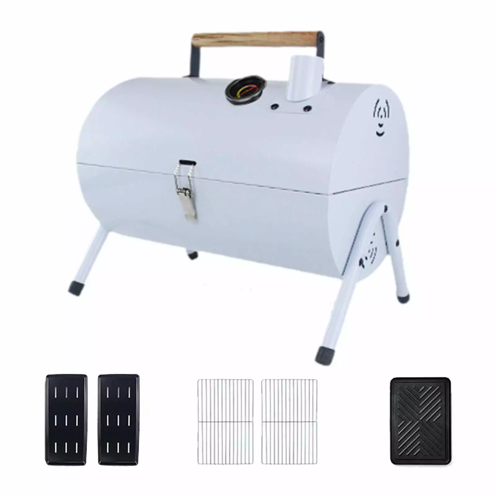 simhoa Barbecue Grill Grill Grill Holder Rack Quick Heating BBQ Grill Tabletop Grill Beach Party Camping Patio Backyard White