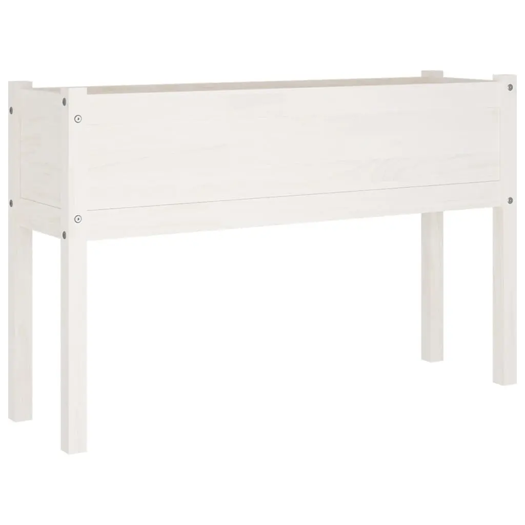 Garden Planter White 43.3x12.2x27.6 Inches Solid Wood Pine Tall Rectangular Pot