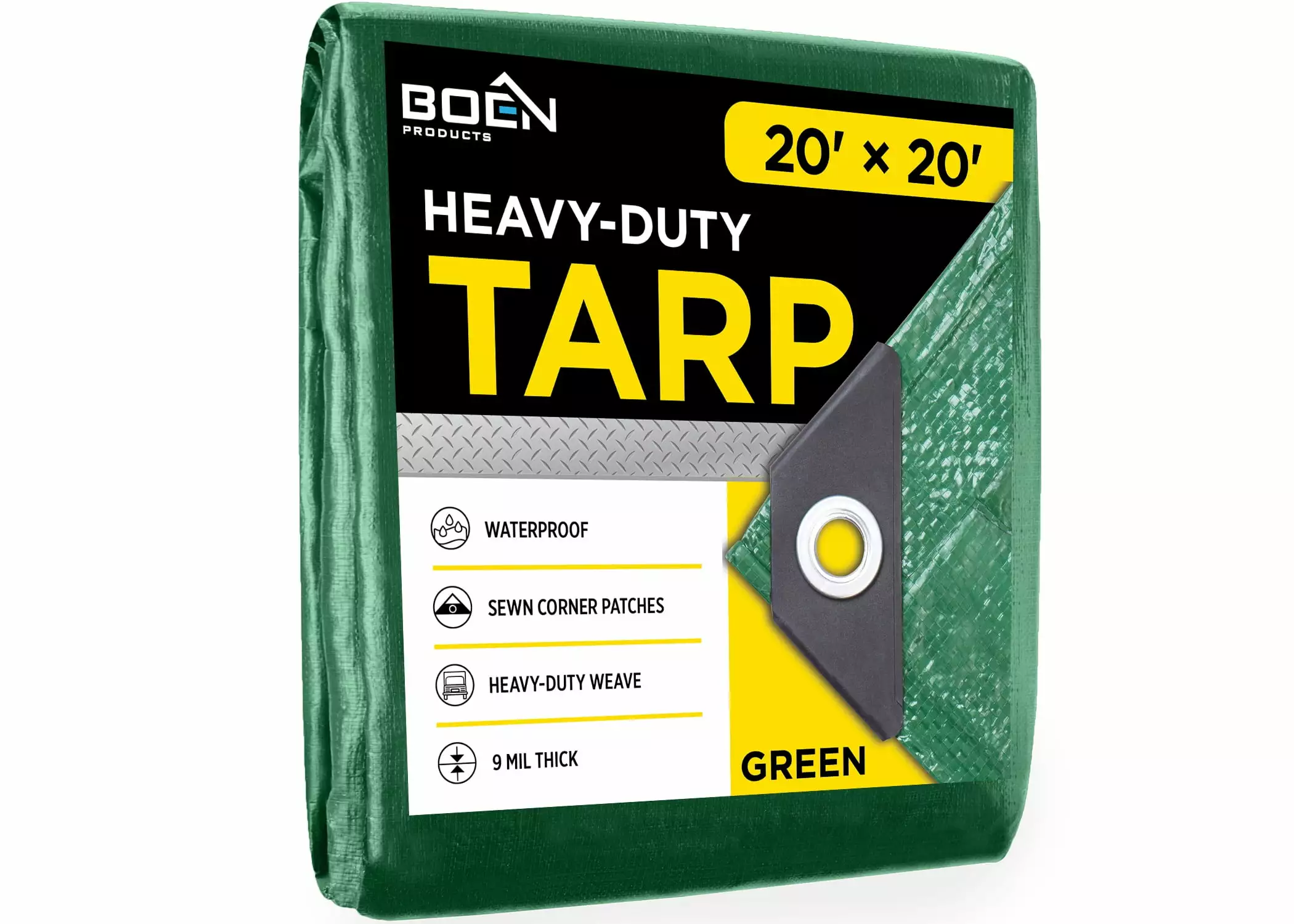 Boen 20 x 20 Green Tarp 12x12 Weave Heavy Duty Waterproof Cover