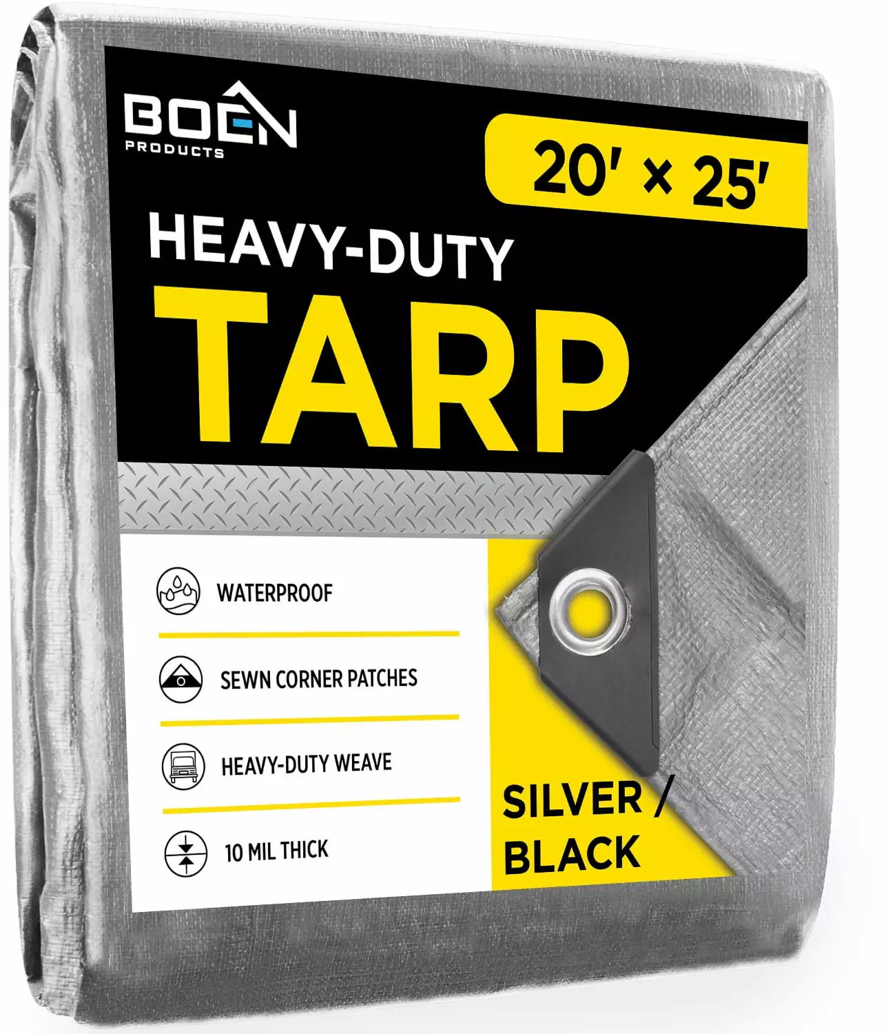 Boen 20 x 25 Silver/Black Tarp 14x14 Weave