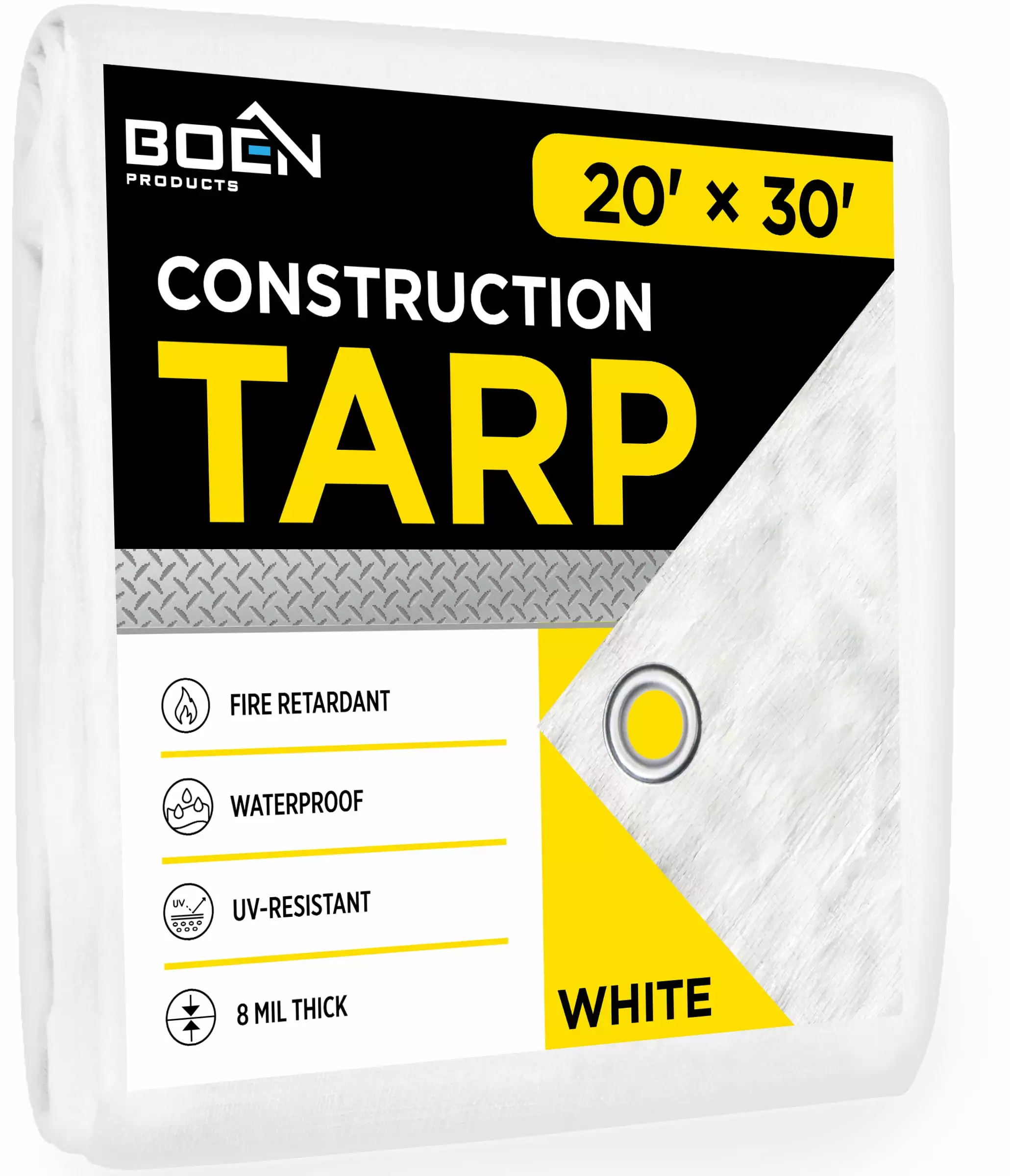 Boen FR Tarps White 10x10 Weave 20x30 Fire Retardant Heavy Duty Tarp