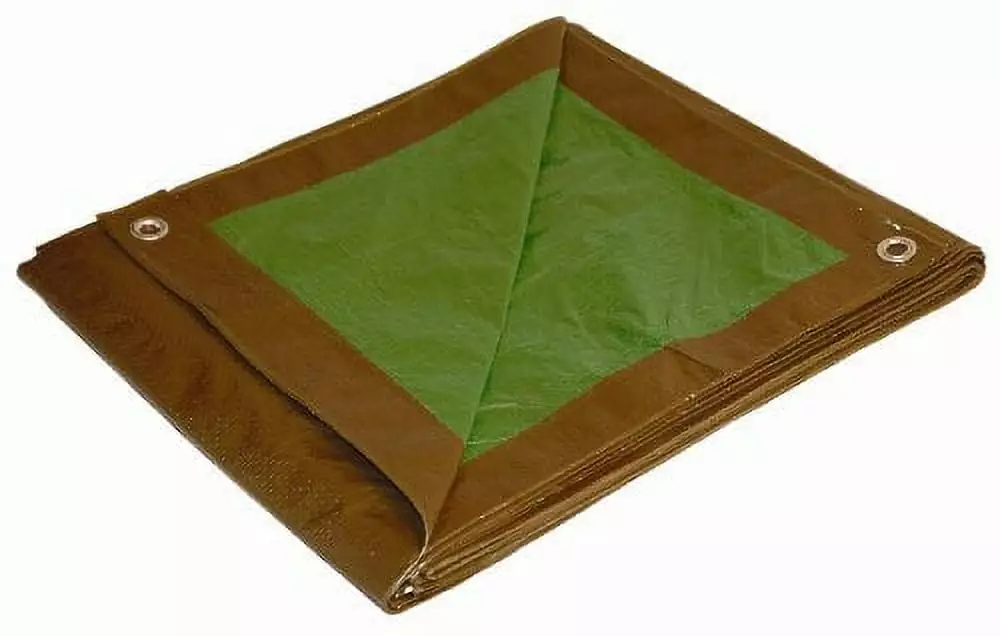 8x16 Multi-Purpose Brown/Green Medium Duty DRY TOP Poly Tarp 8'x16'