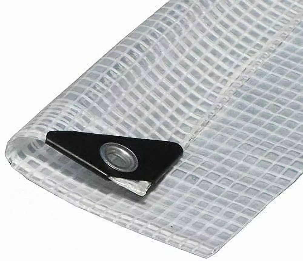 Clear Heavy Duty 14 Mil Poly Tarp Fiber Reinforced 12x18 See-Through Waterproof Cover EZ Travel