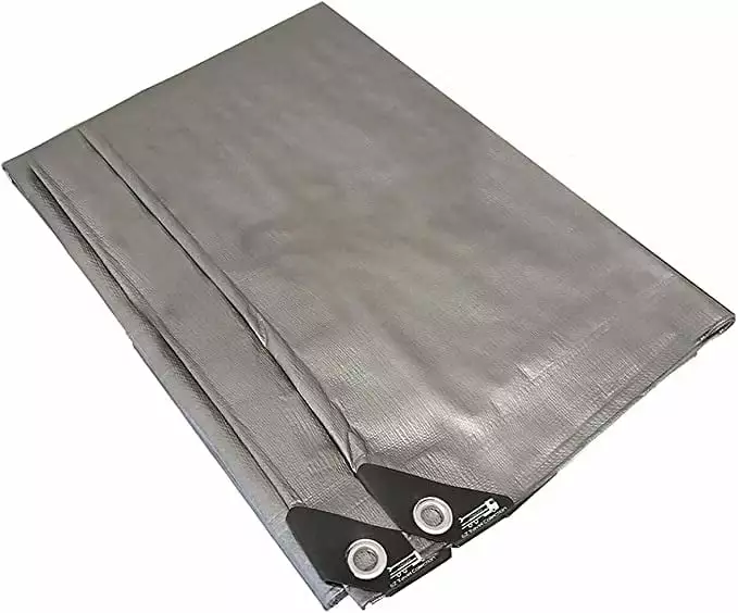 10 Mil Waterproof Grey Heavy Duty Tarp Reinforced Corners 18 x 20 Feet Industrial Grade EZ Travel
