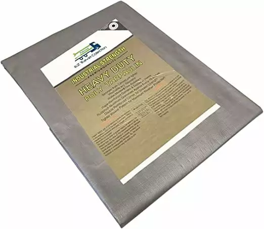 10 Mil Waterproof Silver Tarp HD Reinforced Corners Industrial Quality 15x40 EZ Travel