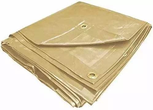 PVC Vinyl Cover Waterproof UV Resistant Heavy Duty Vinyl Tarp 13oz 18 Mil TAN 7x14 EZ Travel