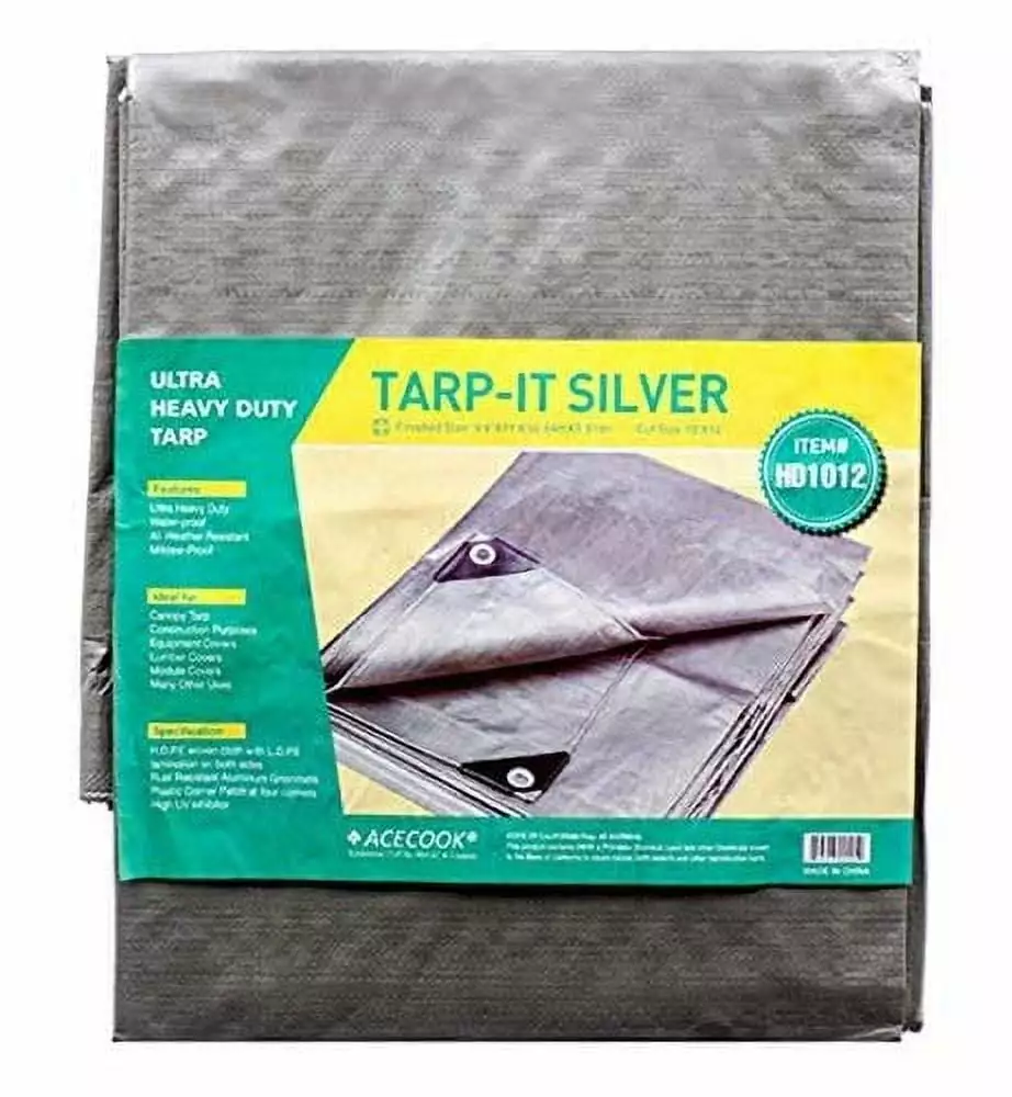 16 ft x 20 ft Waterproof Silver Heavy Duty Poly Tarp Roof Car Multi Purpose Cover Foders