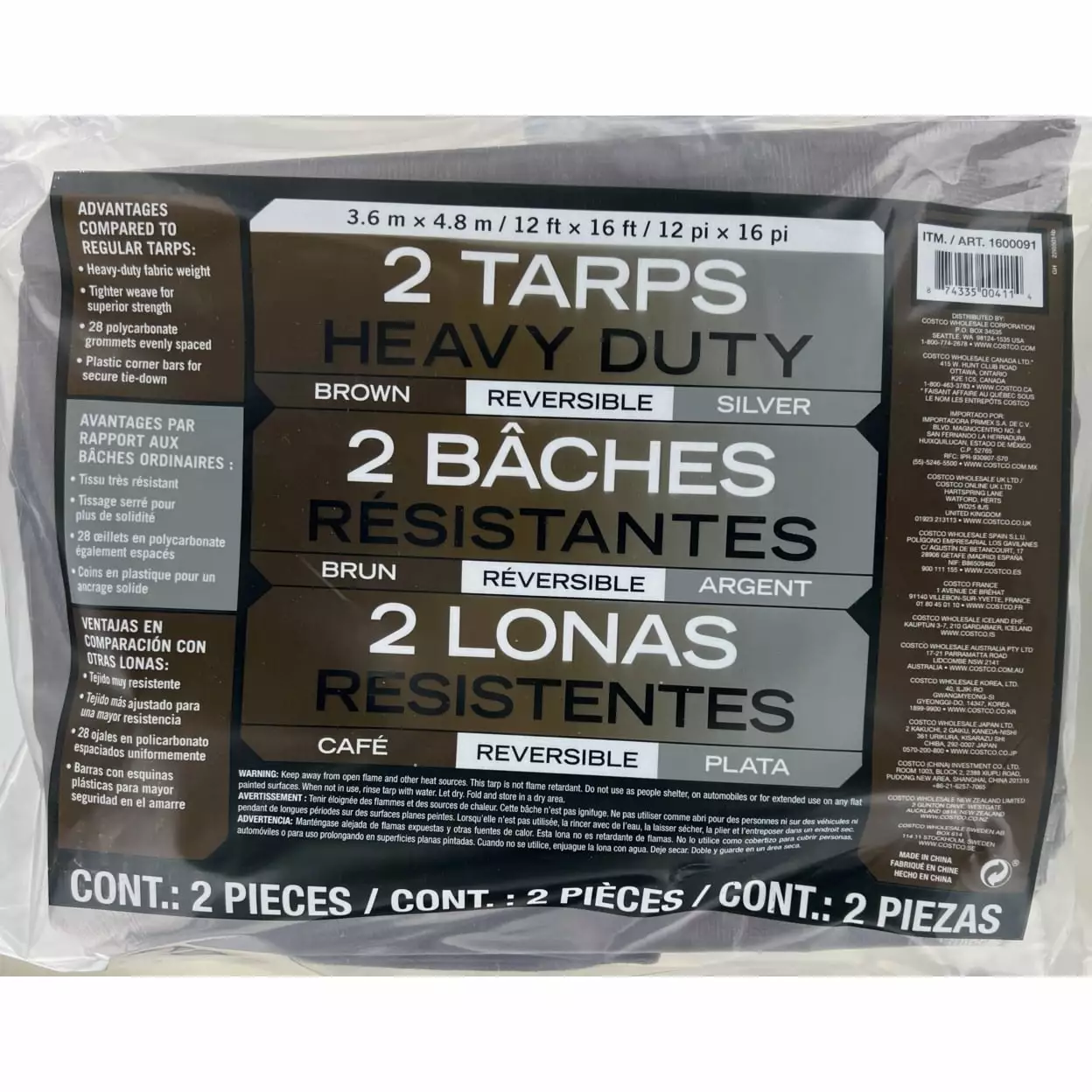 Heavy Duty Reversible Brown and Silver Tarps 12x16 FT 2 Pack Durable Covers Heavy Duty Tarps