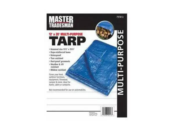 Master Tradesman MT-12-X-20-BLUE Polyethylene Storage Tarp Cover 12x20 Feet Blue Waterproof Heavy Duty