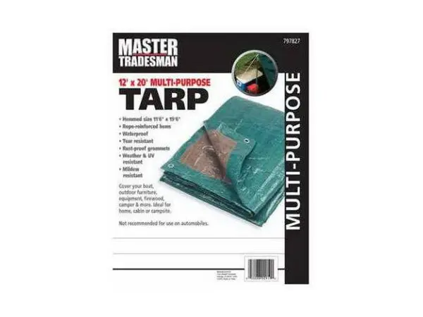 Master Tradesman MT-12-X-20-GREEN/BROWN Polyethylene Storage Tarp Cover 12x20 Feet Heavy Duty Waterproof