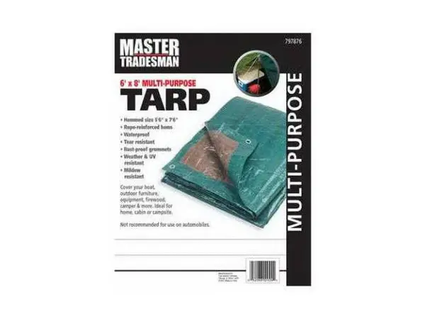 Master Tradesman MT-6-X-8-GREEN/BROWN Polyethylene Storage Tarp Cover 6x8 Feet Heavy Duty Waterproof
