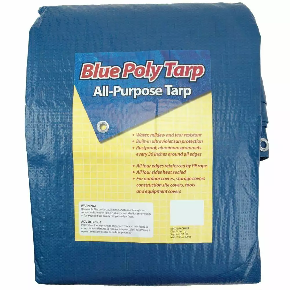 Sigman 30 ft. x 50 ft. Blue Tarp Heavy Duty Waterproof Polyethylene Cover