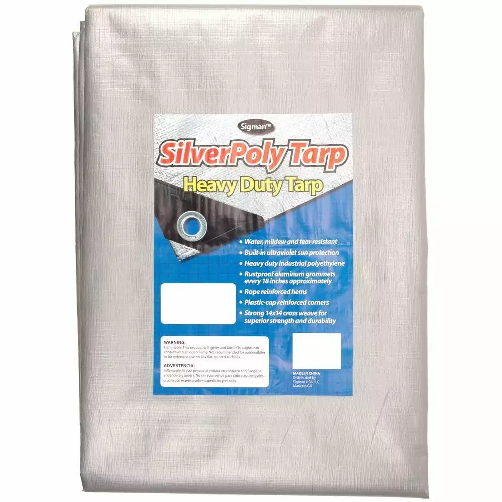 Sigman 16' x 16' Silver Heavy Duty Tarp Outdoor and Industrial Use