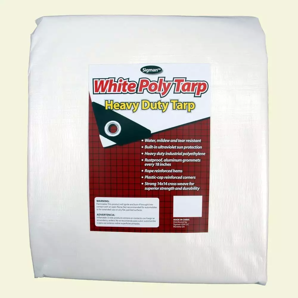 Sigman 30 x 40 White Heavy Duty Tarp Waterproof UV Resistant Cover