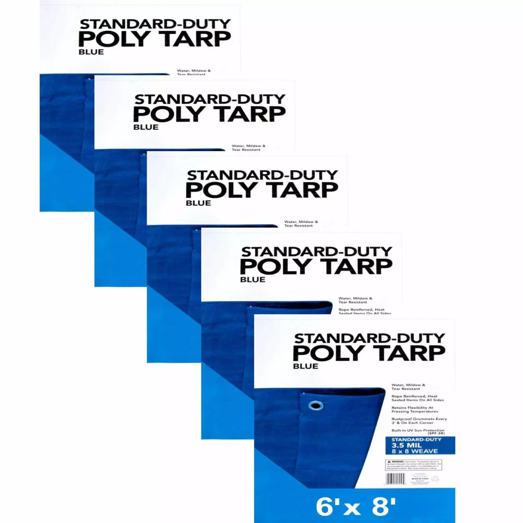 25 Pack Bulk Wholesale 8'L x 6'W Heavy Duty Waterproof Tarp Covers Outdoor Decks Patios Motorcycles Hiking Camping and Con...