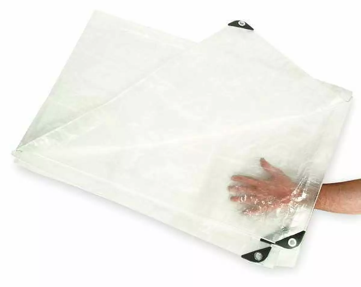ZoroSelect 5.1 Mil Standard Duty Transparent Polyethylene Tarp 15x20 Feet Lightweight Covering Zoro Select