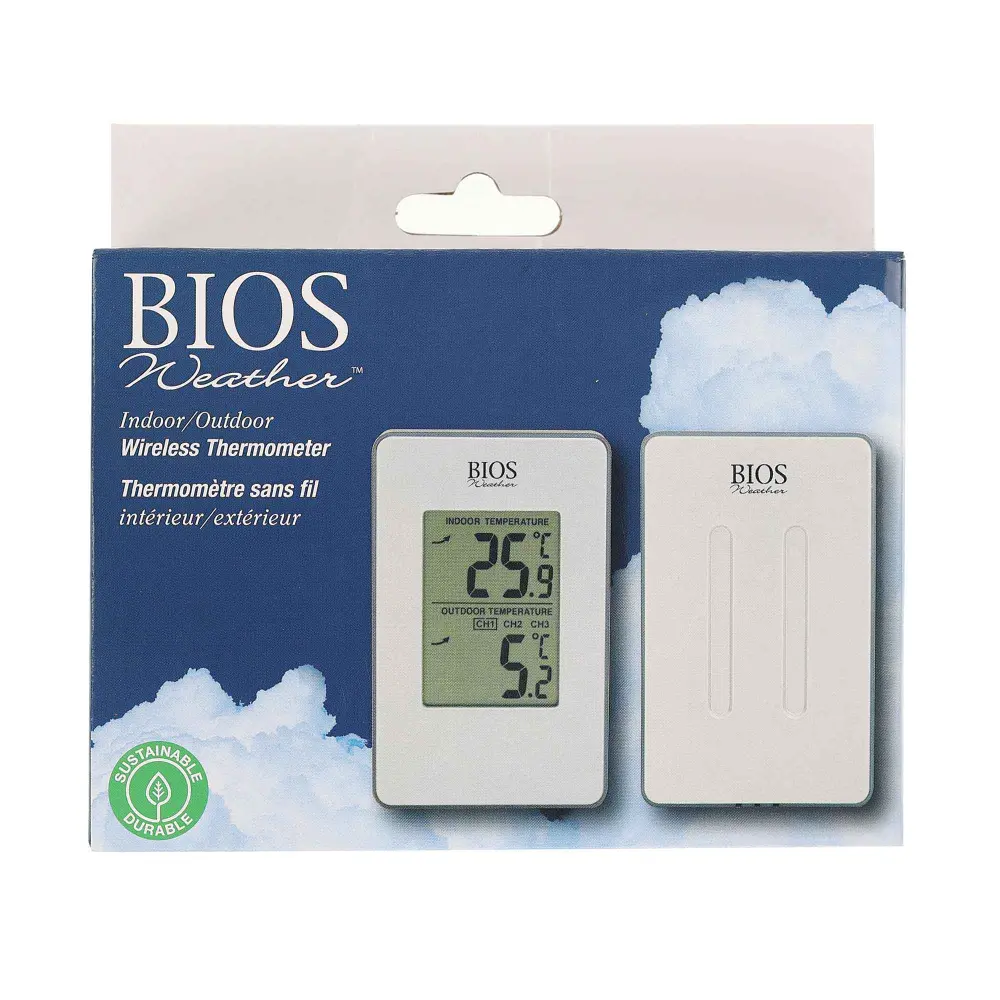 Indoor and Outdoor Wireless Thermometer, Ivory (Model WS-2000)