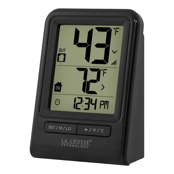La Crosse 308-1409BT-CBP Wireless Thermometer Clock Time Black La Crosse Technology