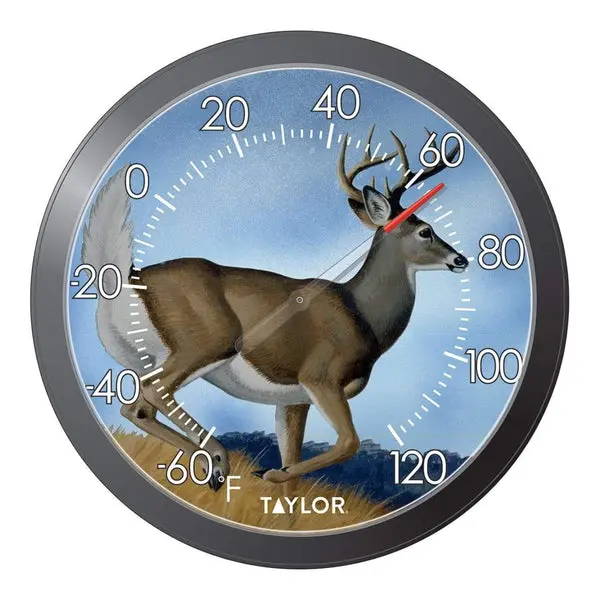 Taylor 6769 White Tail Deer Thermometer 13.25-Inch Outdoor Decorative Thermometer