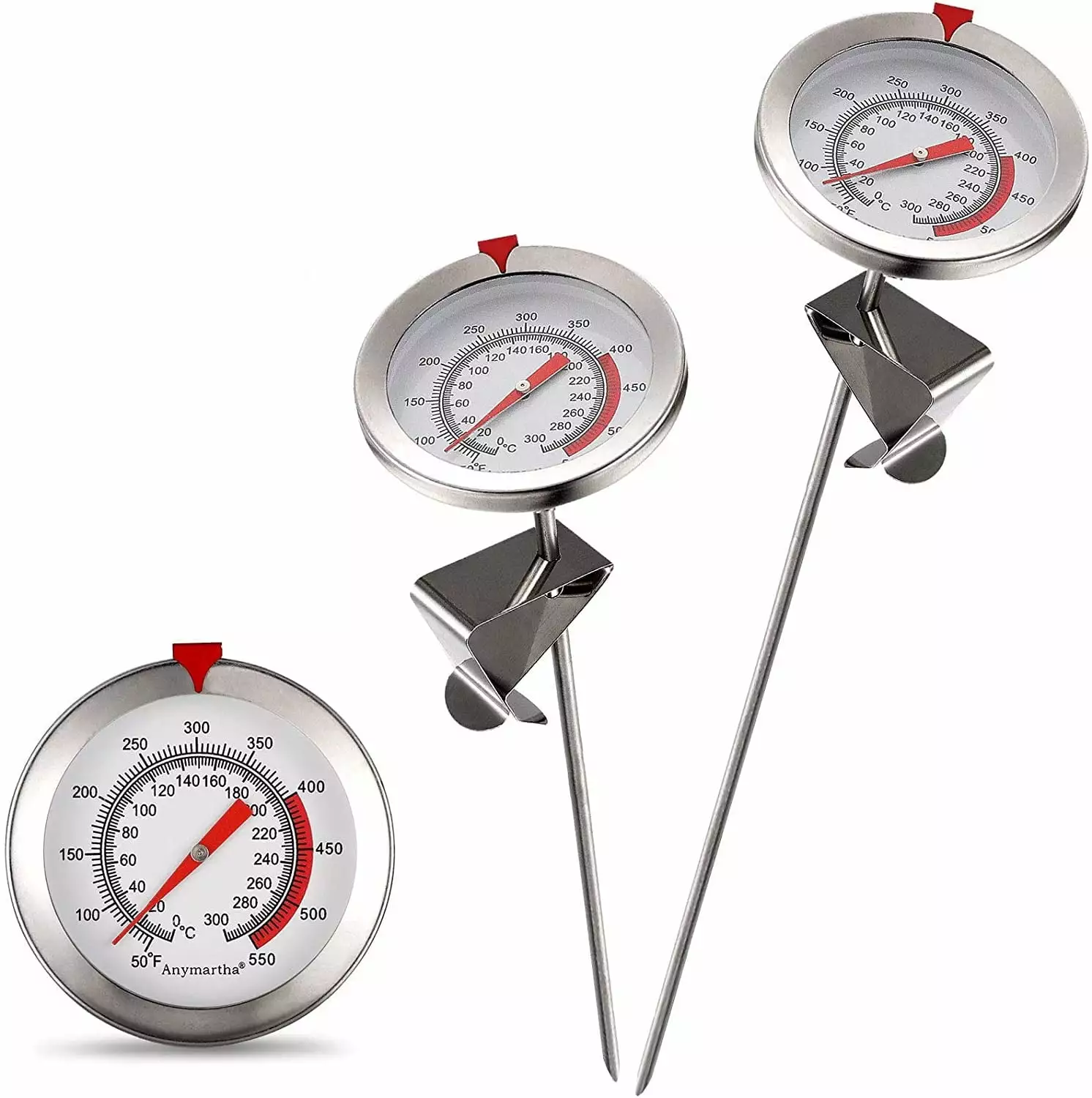 TORUBIA 2 Pieces Deep Fry Thermometer Instant Read Dial Thermometer Turkey BBQ Grill 1215