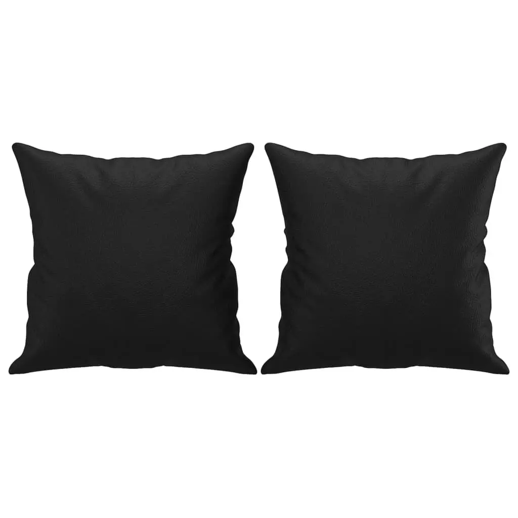 Black Faux Leather Throw Pillows 2 Pieces 15.7 Inches Square Decorative Pillows