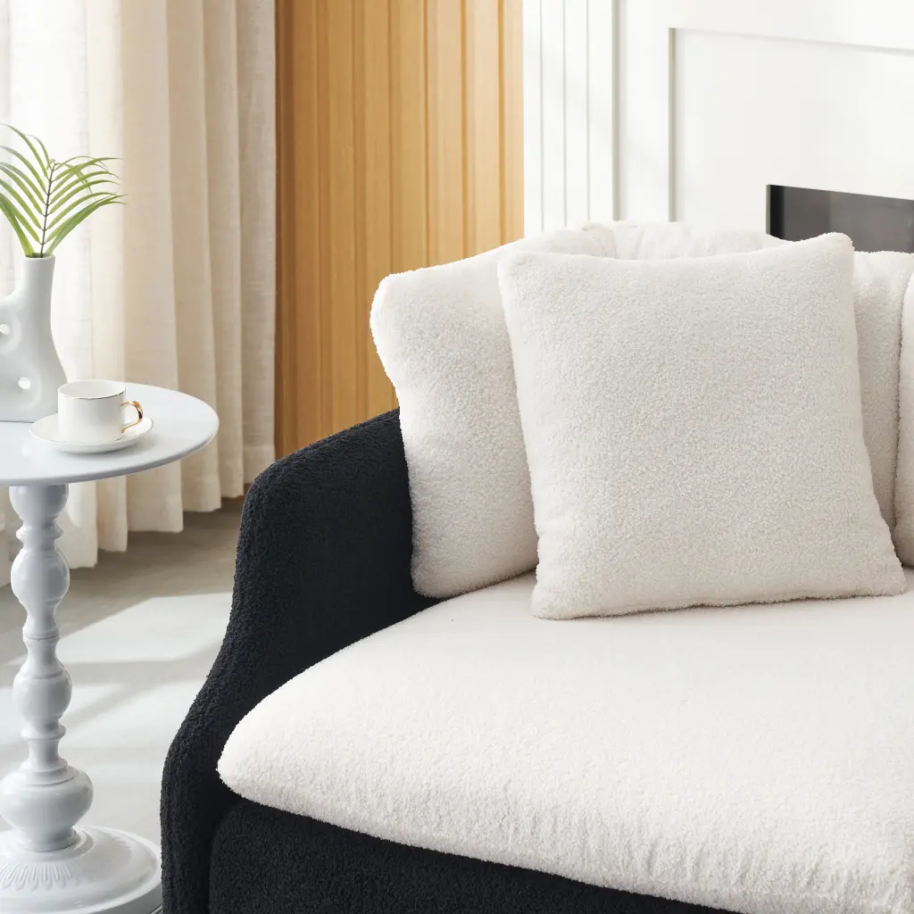 95.3 Inches Velvet Black And White Two Throw Pillows Spacious And Comfortable ylf fff