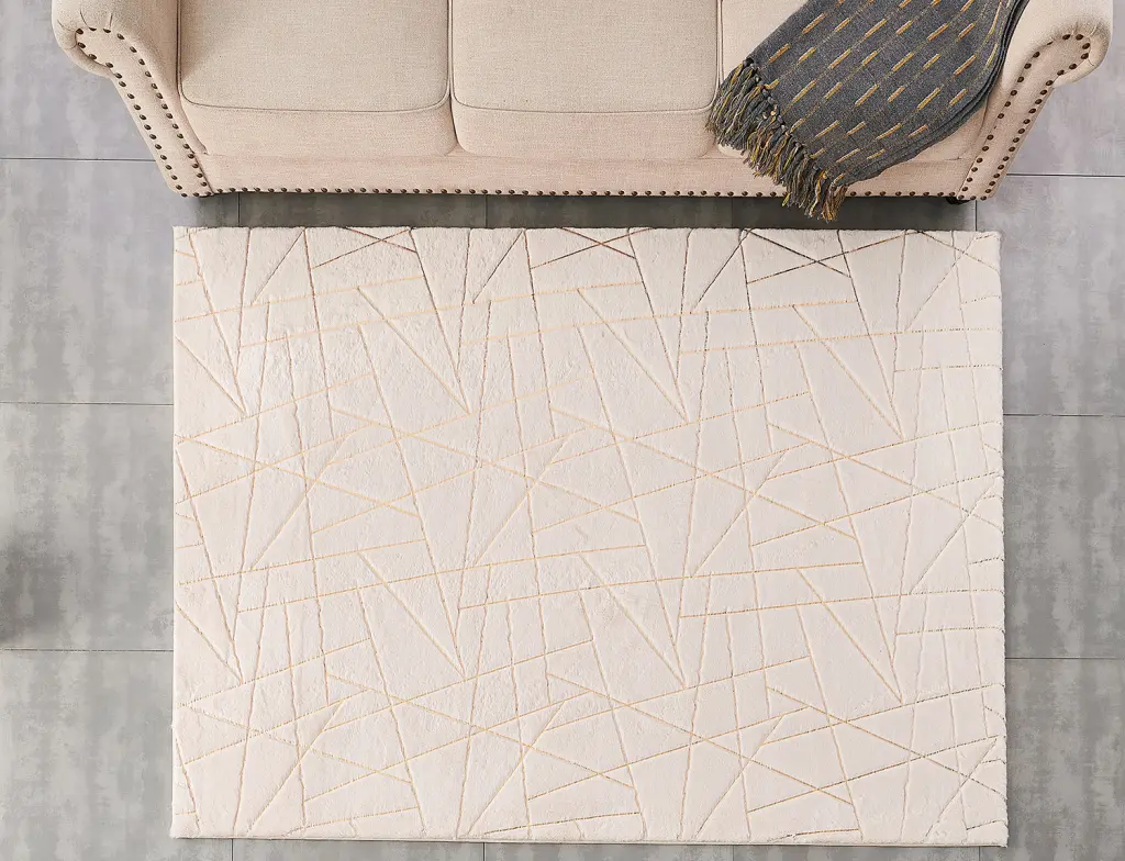 Premium Machine Washable Beige Geometric Abstract Throw Blanket furnings