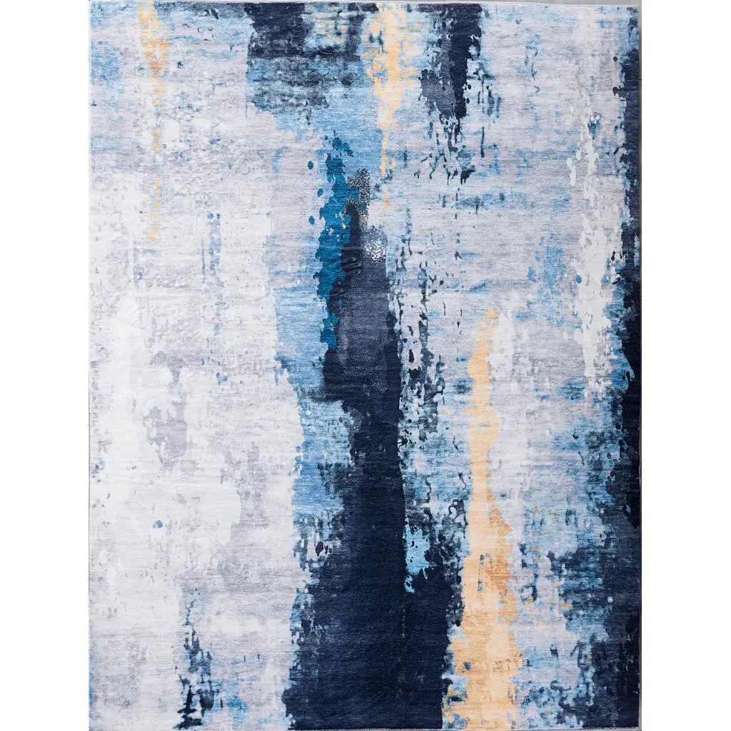 Zara Collection Abstract Design Gray Blue Yellow Machine Washable Super Soft Throw Blanket furnings