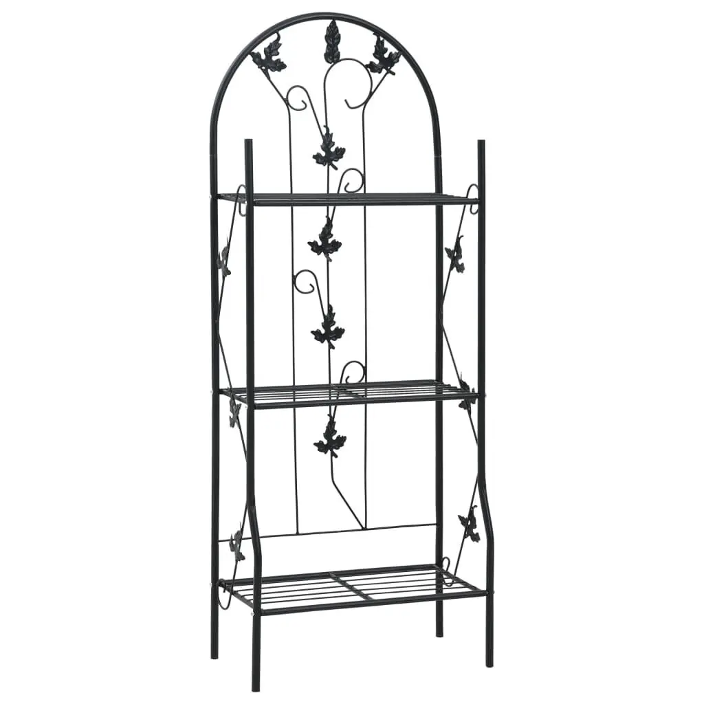 3-Layer Plant Rack Black 20.5x11x50.4 Inches Iron Flower Stand Indoor Outdoor Use