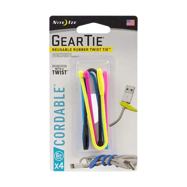 Nite Ize GTK6-A1-4R7 Gear Tie Cordable Twist Tie Assorted 6 Inches