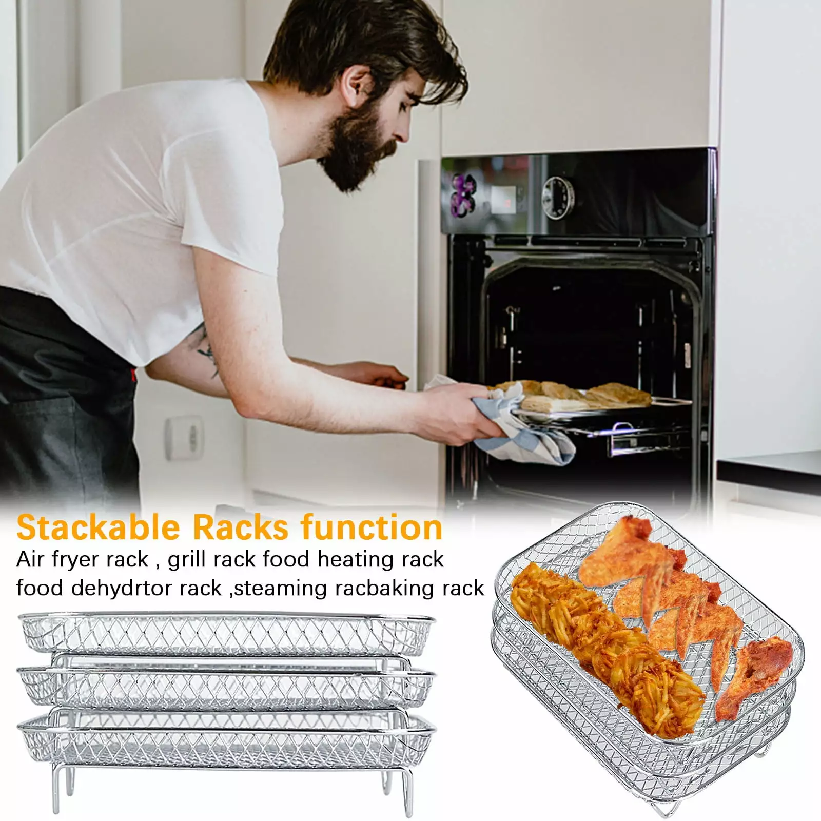 ZJWJJ White Air Fryer Toaster Oven Accessories Replacement Binquireet Fryer Basket