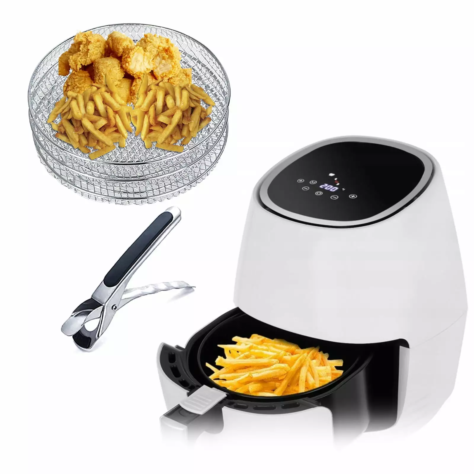 ZJWJJ White Air Fryer Toaster Oven Accessories Replacement Binquireet Fryer Basket