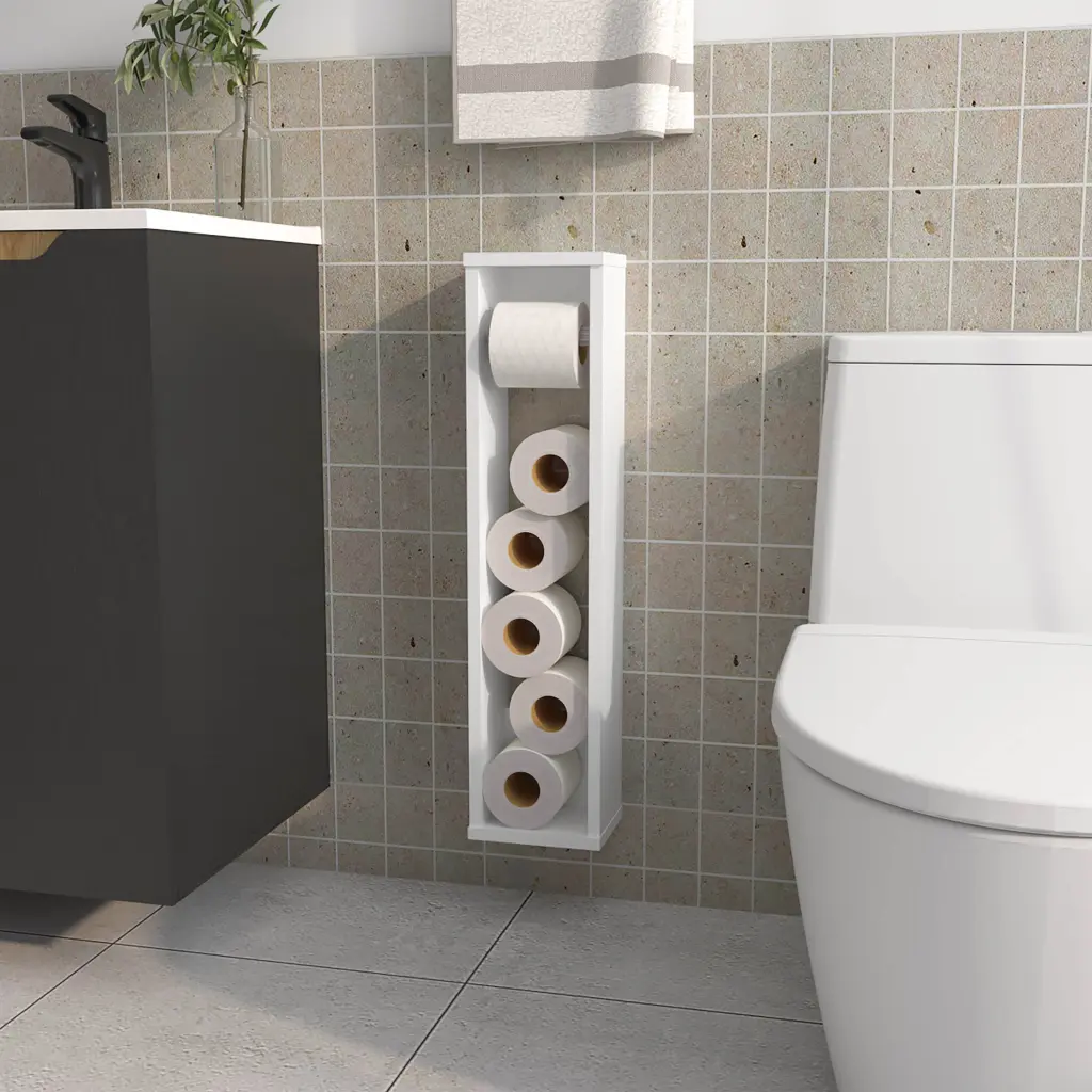 Supai Toilet Paper Holder Melamine White 24 To 31 Inch Bathroom fm furniture