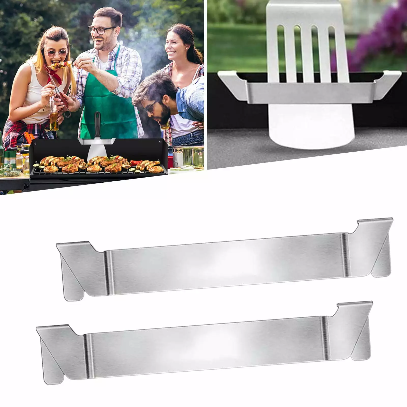 2 Pack Stainless Steel Griddle Spatula Holder Rack Flat Top Grill Barbecue Tools