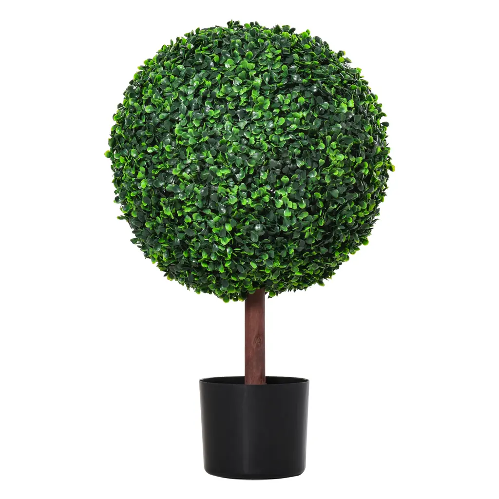 23.5 Inch Artificial Boxwood Topiary Ball Tree Fake Decorative Plant Home or Office aosom business