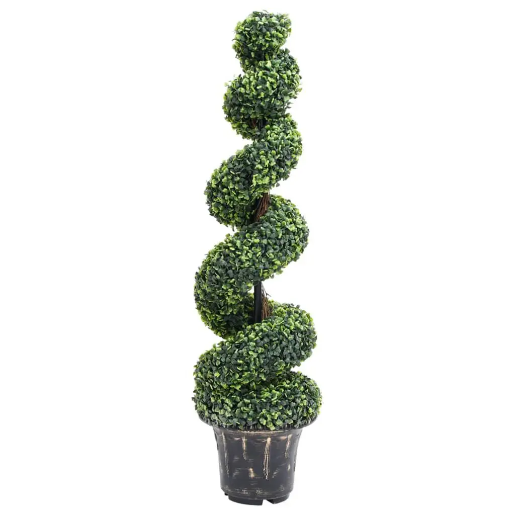 Artificial Boxwood Spiral Plant Pot Green 46.1 Inches Indoor Outdoor Decor